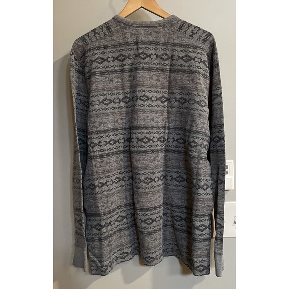 Eddie Bauer Shirt Thermal Aztec Waffle Knit Southwest Crewneck Mens XLT - Picture 2 of 7
